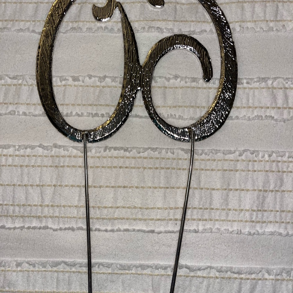 Silver Rhinestone 60 Cake Topper - Picture 2 of 5